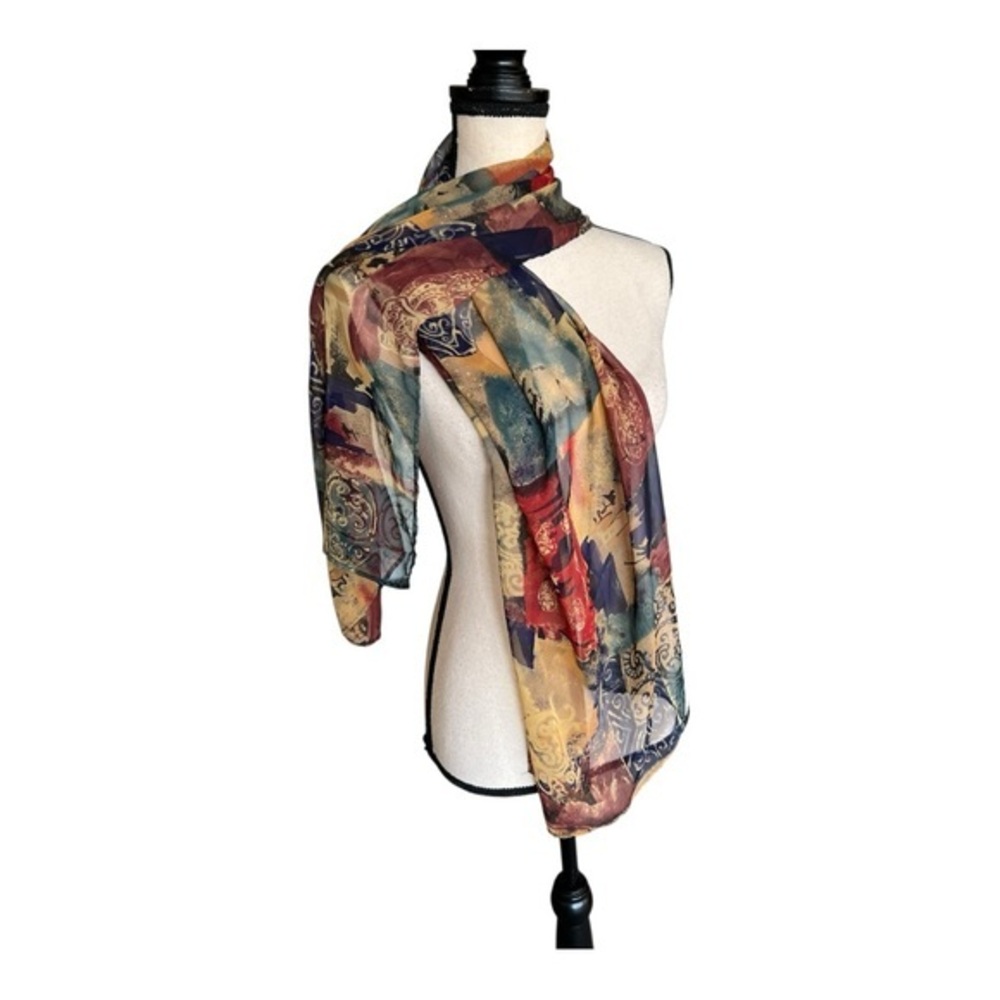 Women's Multicolor Patterned Lightweight Scarf Size L